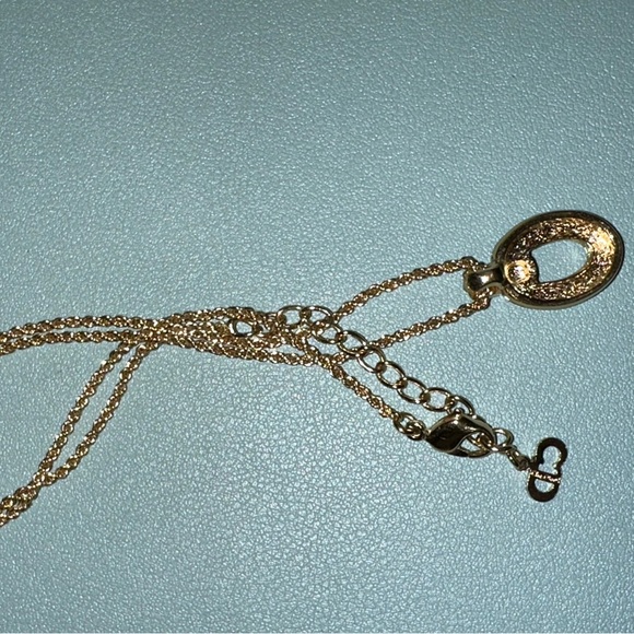 CHRISTIAN DIOR Vintage Oval Crystal Gold Plated Necklace - Picture 10 of 15
